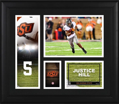 Justice Hill Oklahoma State Cowboys Framed 15" x 17" Player Collage Cover