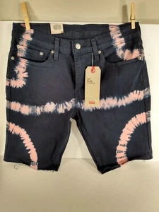 Levi’s 511 Slim Fit Mens Shorts Navy Black Peach Tye Dye Size 31 NWT - Picture 1 of 9