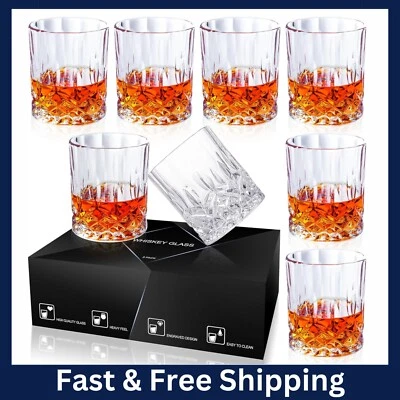 QUMMFA Double Old Fashioned Glasses Waterford Markham Scotch Whiskey Crystal Set of 8..