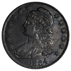 1834 Capped Bust Silver Half Dollar AU E297 JACHV - Picture 1 of 2