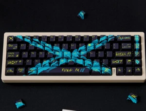 PBT EVA X Black Green Theme Keyboard Keycaps Cherry Profile Set for MX - Picture 1 of 20