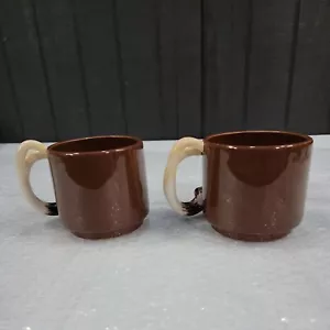 (2) Tazzine da caffè corna di cervo Big Sky intagliatori impilabili gres tazza ceramica vintage - Foto 1 di 19
