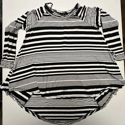 Blusa Papaya Mujer Grande Negra Blanca Rayas Alta Baja Camiseta Manga 3/4 Foto 1 de 4