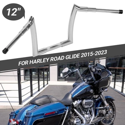 Chrome 12" Rise Meat Hook Ape Hanger Bar Handlebar For 2015-23 Harley Road Glide - Изображение 1 из 4