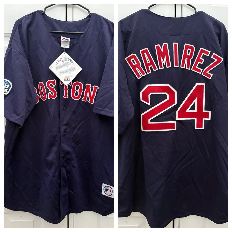 Camiseta Majestic MLB Boston Red Sox Manny Ramírez 2004 Serie Mundial Azul 3XL Nueva con Etiquetas Foto 1 de 4