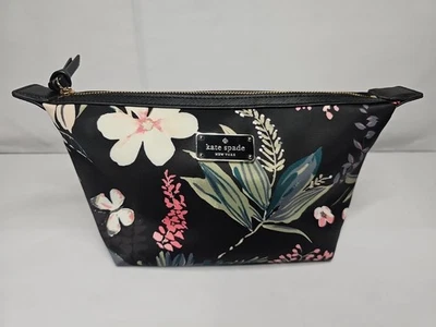 Bolsa Kate Spade preta floral com zíper - Imagem 1 de 4