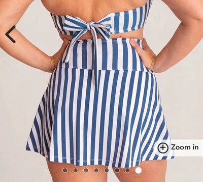 Shapermint Essentials High Waisted Full Coverage Swim Skirt Small Blue/White NWT - Image 1 of 2