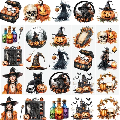5 Bogen Halloween Rub on Transfer Stickers Oranger Kürbis - Bild 1 von 4
