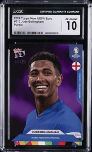 2024 TOPPS NOW UEFA EURO PURPLE #010 JUDE BELLINGHAM CGC 10 GEM MINT - Picture 1 of 2
