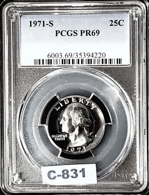 1971-S Washington Proof Quarter PCGS PR69 - Image 1 of 2