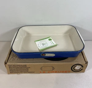 New in Box Cast Iron Le Creuset Blue Enamel Lasagna Pan with Swing/Bail Handles - Picture 1 of 19