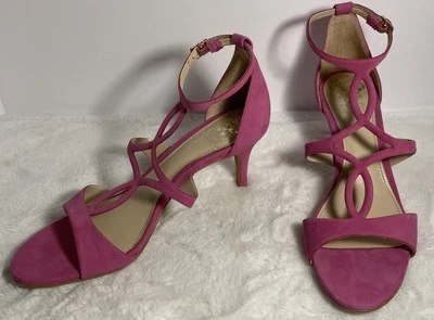 Vince Camuto Hot Pink Suede Strappy Heels Dress Shoe Sandals Size 7.5 M - Image 1 of 4
