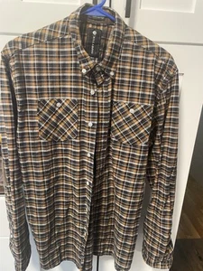Billabong Shirt Mens Small Plaid Elbow Patches Button Up Long Sleeve - Picture 1 of 6