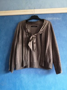 Nougat London Mink Viscose Wool Cashmere Silk Tie 3/4 Sleeve Cardigan Size 14 - Picture 1 of 14