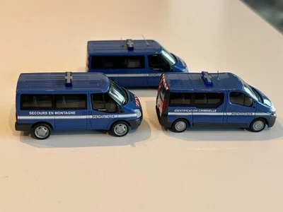3 Rietze 1/87 Gendarmerie Ford Transit et Renault Trafic très bon état no box - Photo 1/4