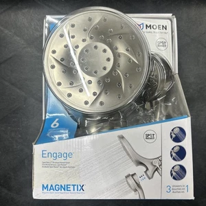 MOEN Attract con Magnetix 6-Spray 1,75 GPM 6,75" Doppio Soffione Doccia Nichel Spazzolato - Foto 1 di 4