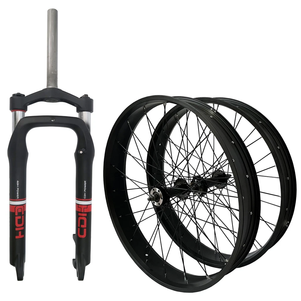 26'' *4.0" Bike Fat tire Suspension Fork & 26*4.0" Wheel set 135mm*190mm 36H 12G - Image 1 of 4
