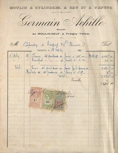 TREIGNY ( 89 ) GERMAIN ACHILLE / MOULIN A CYLINDRES, A EAU / FACTURE 1920 - Picture 1 of 1