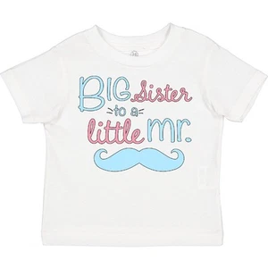 Inktastic Big Sister To A Little Mr Toddler T-Shirt Children Sis Girl Mustache - Picture 1 of 8