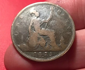 Ex seltene 1875 H Queen Victoria Bun Head Penny Münze #GTC #10 - Bild 1 von 2