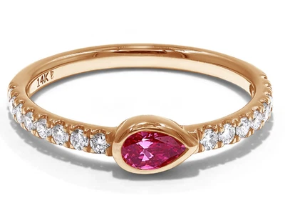 1/2 Ct Pear & Round Cut Diamond Solitaire Engagement Ring 14K YG Lab Grown - Image 1 of 3