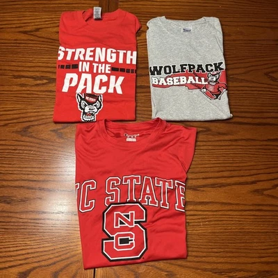 Lot Of 3 NC STATE Wolfpack T-Shirt Small Unisex Gray & Red SS NCSU - Image 1 of 4