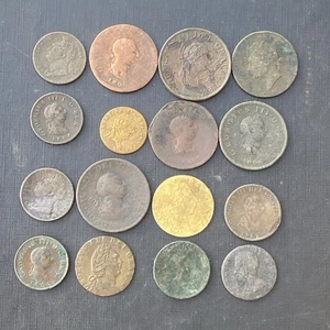 Lote de medio centavo Jorge II - IV (16) 1741 Farthing 1826 121011 - Imagen 1 de 10