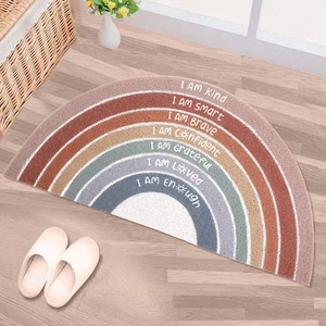 Rainbow Doormat Welcome Door Mat Semi-Circular Area Rug with Inspirational Qu... - Bild 1 von 6