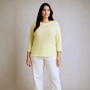 Vince Pullover Damen Übergröße 1X leichter Strick buttergelb Lagenlook NEU - Bild 1 von 11