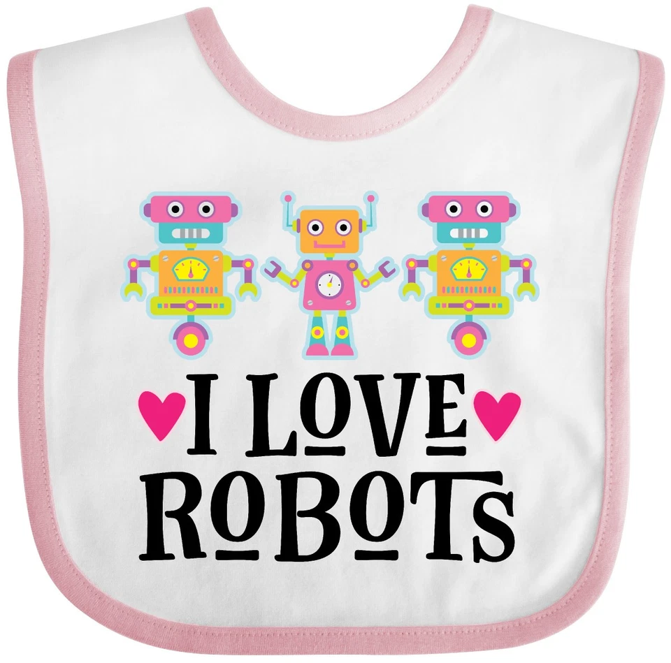Inktastic I Love Robots Lindo Robótica Bebé Babero Ropa Infantil Foto 1 de 1