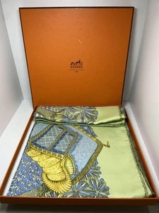 Hermes Silk Scarf Carre 90 Light Green Shadow Used with Box - Picture 1 of 8
