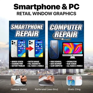 Computer Smartphone Tablet Reparatur Fenster Grafik Schild Banner iPhone PC Android - Bild 1 von 10