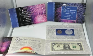 2000 US Millennium Coin & Currency Set w/ Sacagawea Dollar + ASE + $1 Note - Picture 1 of 11