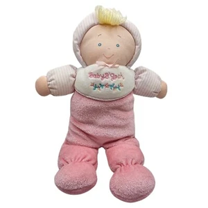 Muñeca de peluche Baby Gosh vintage rosa blanco a rayas traje bordado 1984 juguete suave - Imagen 1 de 10