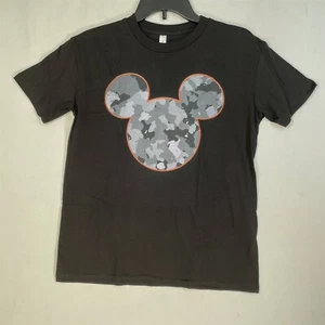 Disney Camo Logo Graphic Print T-Shirt Kids YXL Crew Neck Short Sleeve Black - Picture 1 of 9
