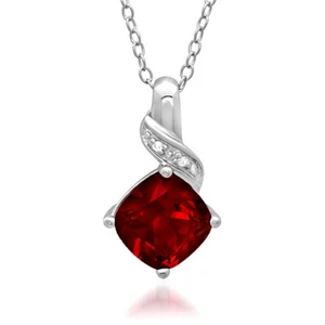 Created Ruby and Diamond Pendant-Necklace Crafted in Sterling Silver 2 1/2ct tw - Picture 1 of 3