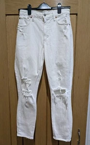 Abercrombie And Fitch The Skinny High Rise White Distressed Jeans W26" L27" - Picture 1 of 6