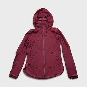 Chaqueta cortavientos Lululemon para mujer talla 6 roja ligera con capucha para correr cremallera completa - Imagen 1 de 12