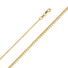 Solid 0.6MM-1.2MM 14K Real Yellow Gold Chain Necklace Box Chain 16" - 24"  