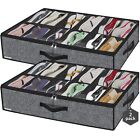 Sturdy Under Bed Shoe Storage Organizers 2 Pack, Fit Total 24 Pairs, Large Un...