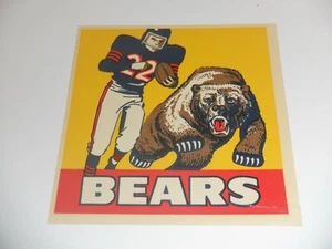 1950s or 60s CHICAGO BEARS WINDOW TRANSFER DECAL NFL FOOTBALL  4" INCH  - Picture 1 of 10