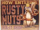 Rusty Nuts Fix-it Shop, 40.5cm X 31.5 Cm Metal Sign, Made In Usa