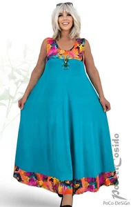 LAGENLOOK Sommer Top Ballon-Kleid türkis 44 46 48 50 52 54 56 58 XL XXL XXXL - Bild 1 von 8