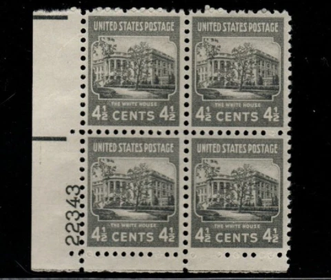 ALLY'S STAMPS US Plate Block Scott #809 4.5c White House MNH - F/VF [STK] Cover