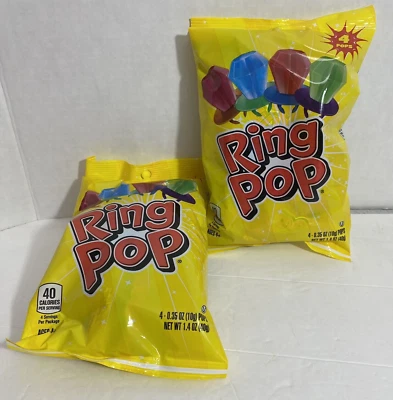 2 Bags of Ring Pop Candy Lollipops 4 per bag Cherry S-berry B-raspberry W-melon  - Image 1 of 4
