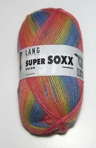 100g ball LANG SUPER SOXX COLOR sock knitting yarn #901 0167 PINK BLUE YELLOW - Picture 1 of 1