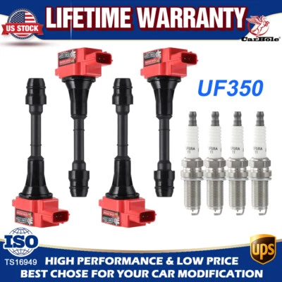 4X bobinas de encendido + 4X bujías para Nissan Altima 2002-06 2,5L UF350 673-4022 Foto 1 de 4