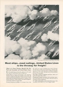 1959 United States Lines Ad Cruise Ship Freight Service Shipping International - Picture 1 of 1