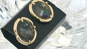 Vintage Mens Cuff Links Clear Sky Blue Stones Round - Picture 1 of 5