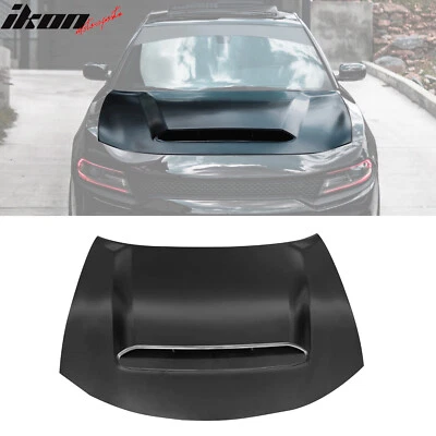 Fits 15-23 Dodge Charger Demon Style Front Bumper Hood Scoop Vent Black Aluminum - Image 1 of 4